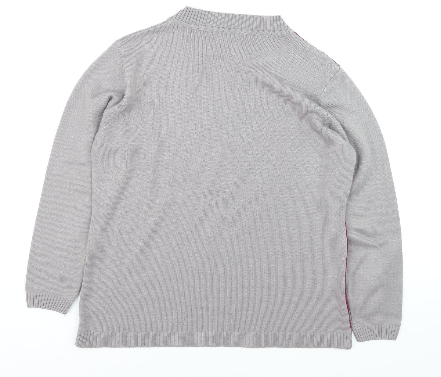 Damart Men's Grey Geometric Acrylic Crew Neck Jumper Size L
