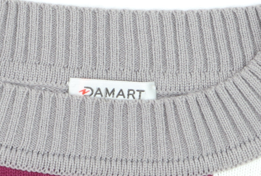 Damart Men's Grey Geometric Acrylic Crew Neck Jumper Size L