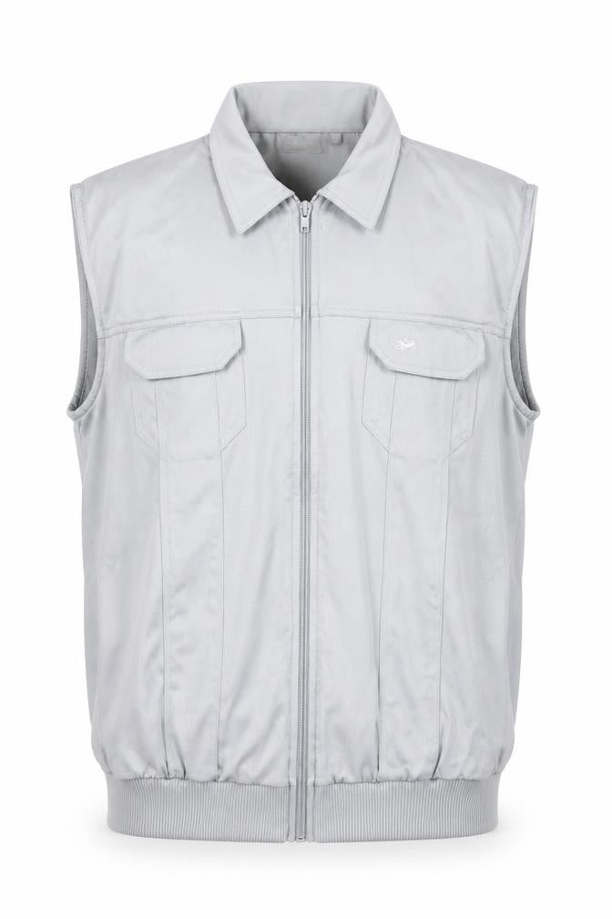 Canda Men's Grey Cotton Blend Zip Waistcoat Size M 40in