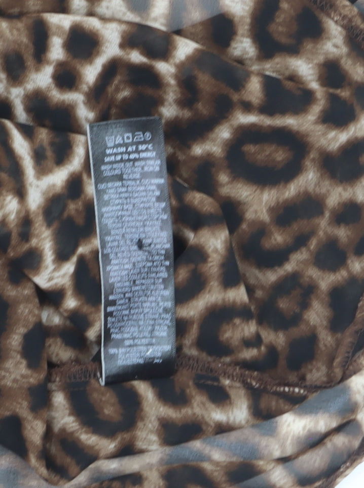 Marks and Spencer Women’s Brown Leopard Print Sheer Tunic Blouse Size 20