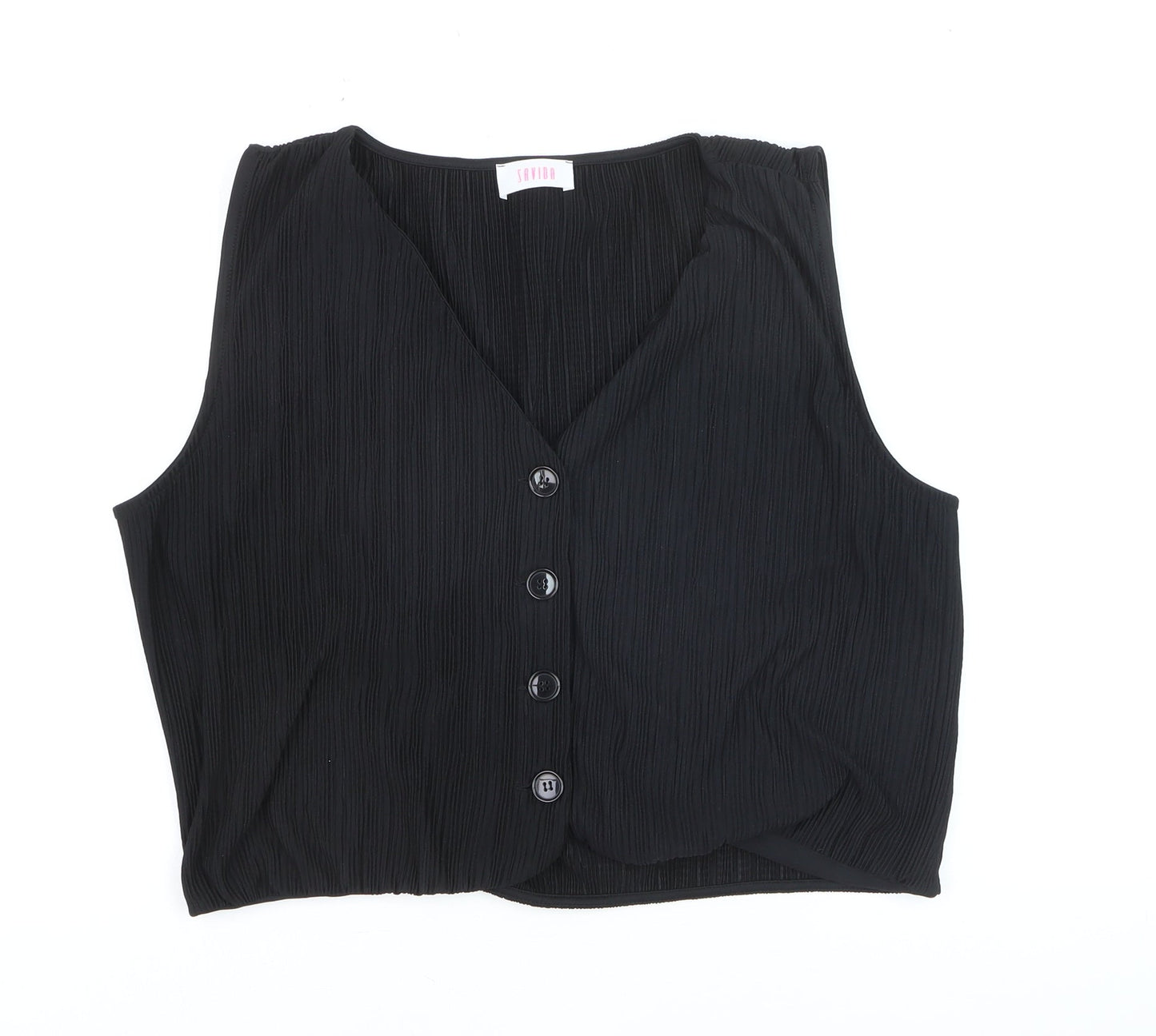 Savida Women's Black Cropped Sleeveless Blouse Size 16