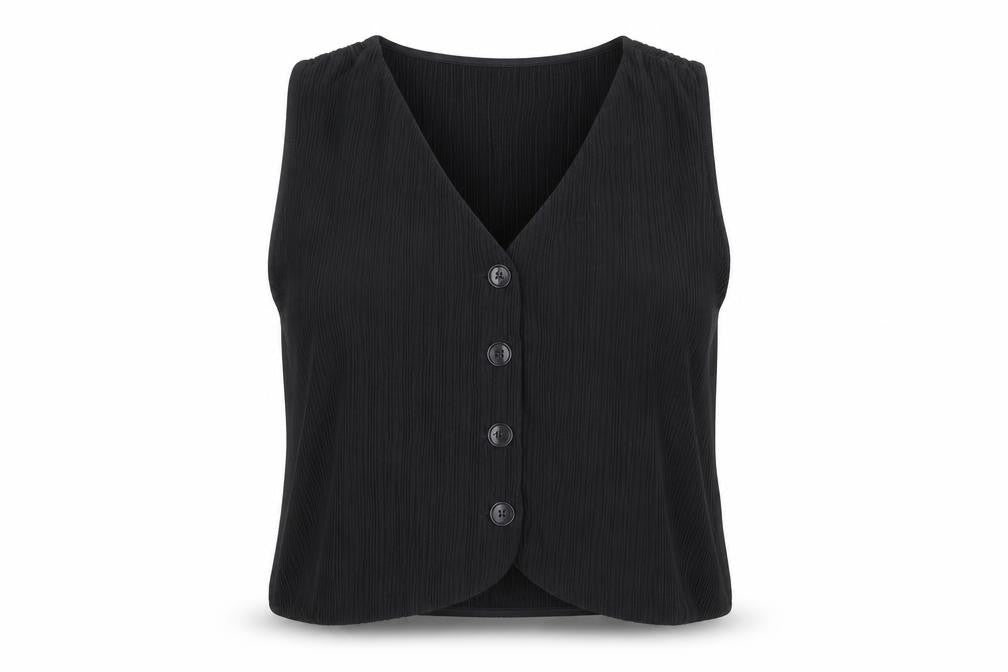 Savida Women's Black Cropped Sleeveless Blouse Size 16
