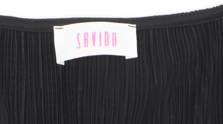 Savida Women's Black Cropped Sleeveless Blouse Size 16