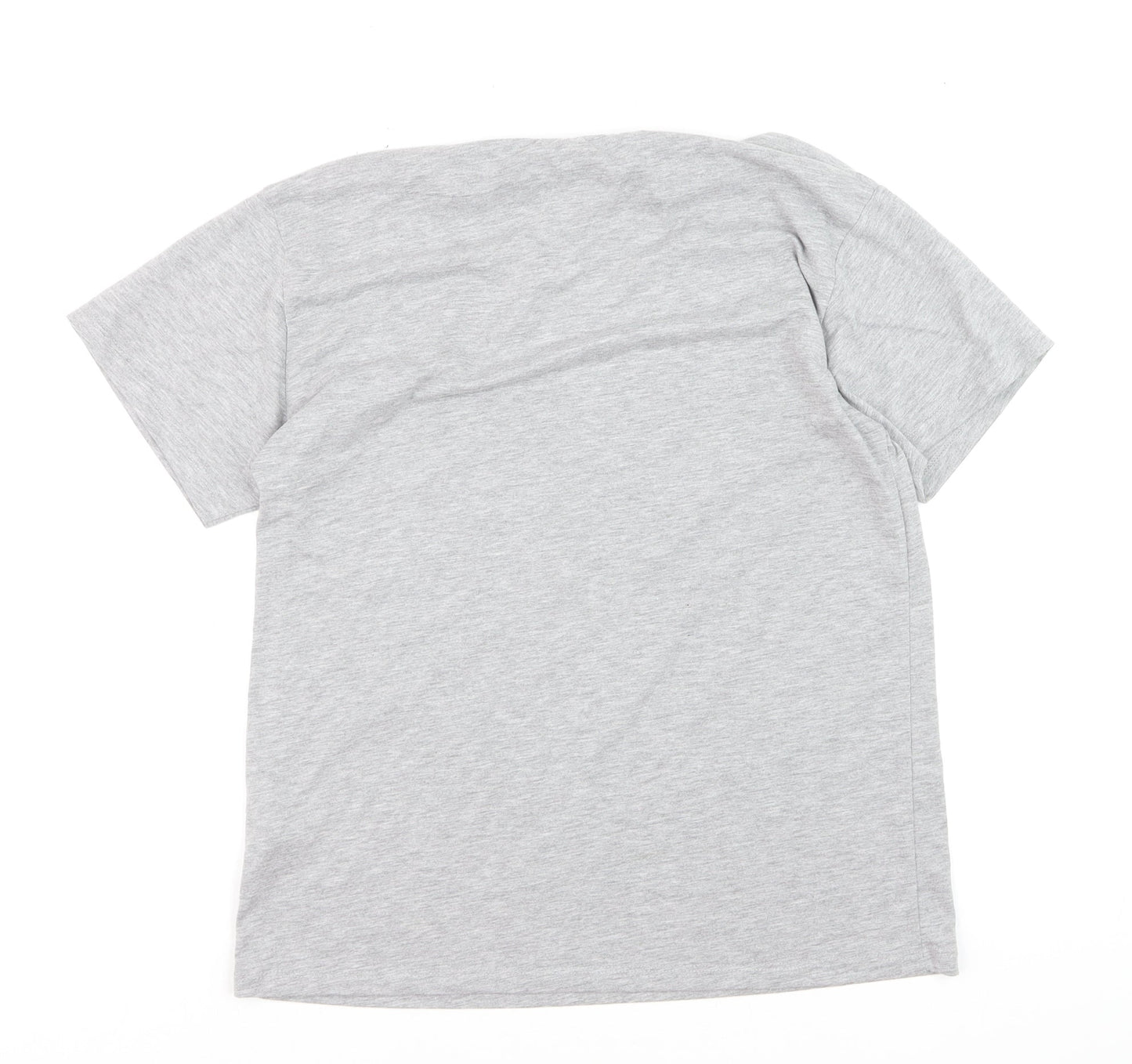 Topshop Women Grey Graphic Cotton Blend T-Shirt Size 10