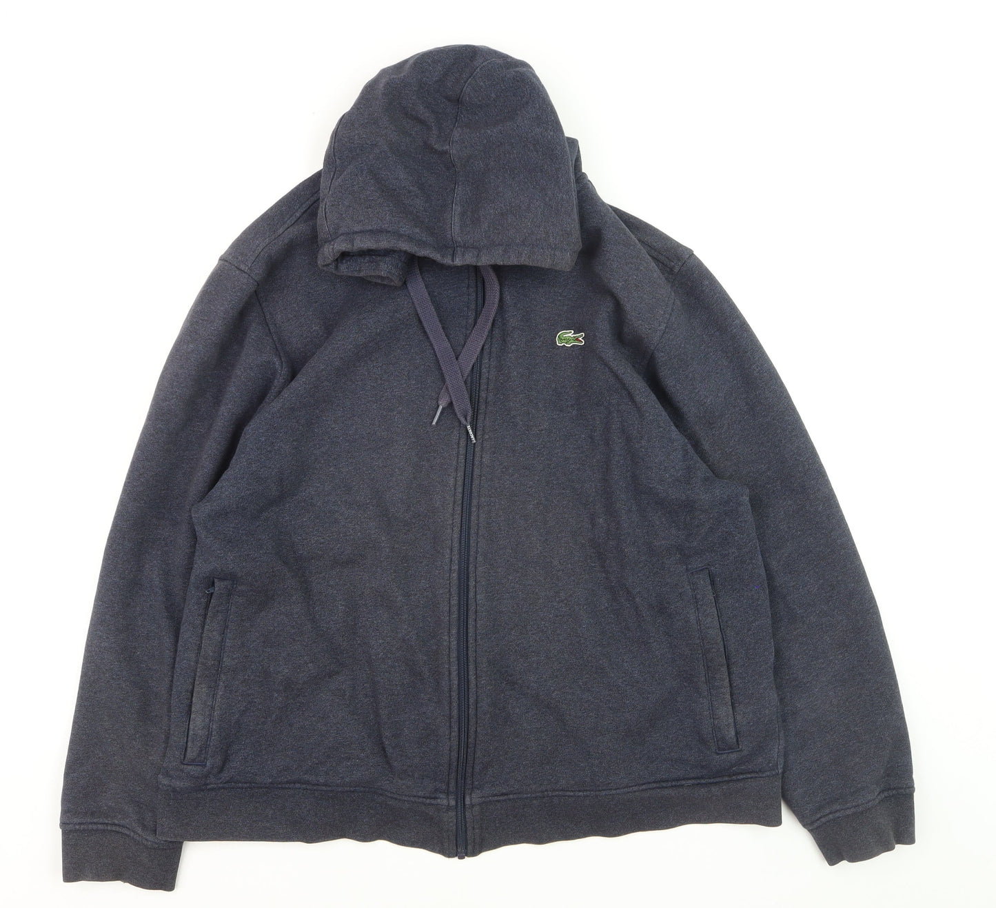 Lacoste Mens Blue Full Zip Hoodie 3XL Logo Fleece Sweatshirt