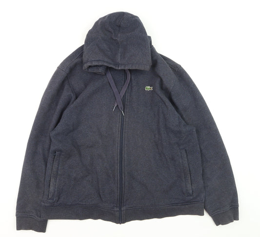 Lacoste Mens Blue Full Zip Hoodie 3XL Logo Fleece Sweatshirt