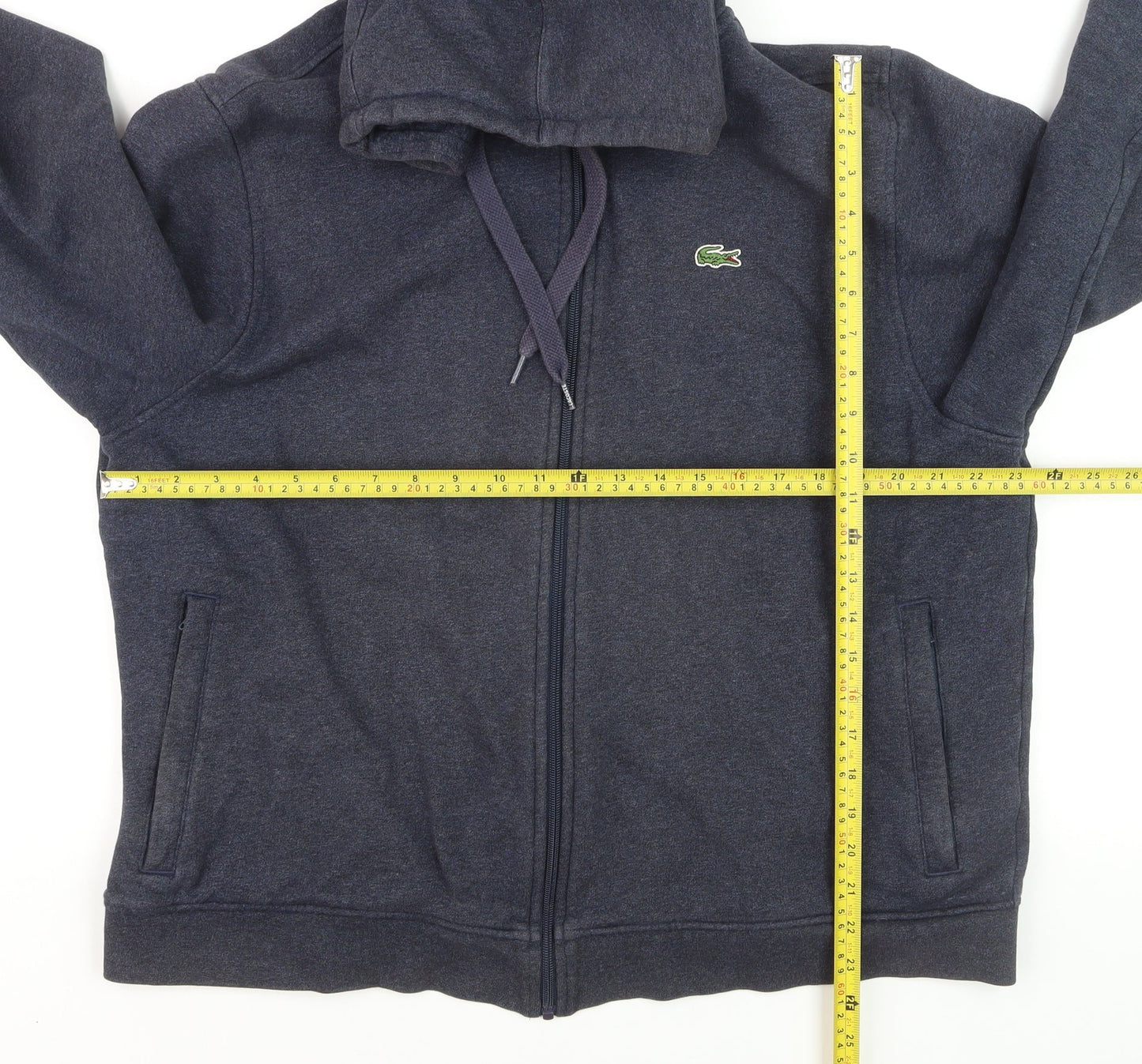 Lacoste Mens Blue Full Zip Hoodie 3XL Logo Fleece Sweatshirt