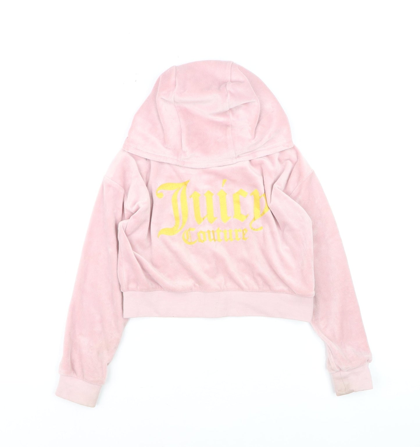 Juicy Couture Girls Pink Velour Logo Hoodie Size 7-8 Years