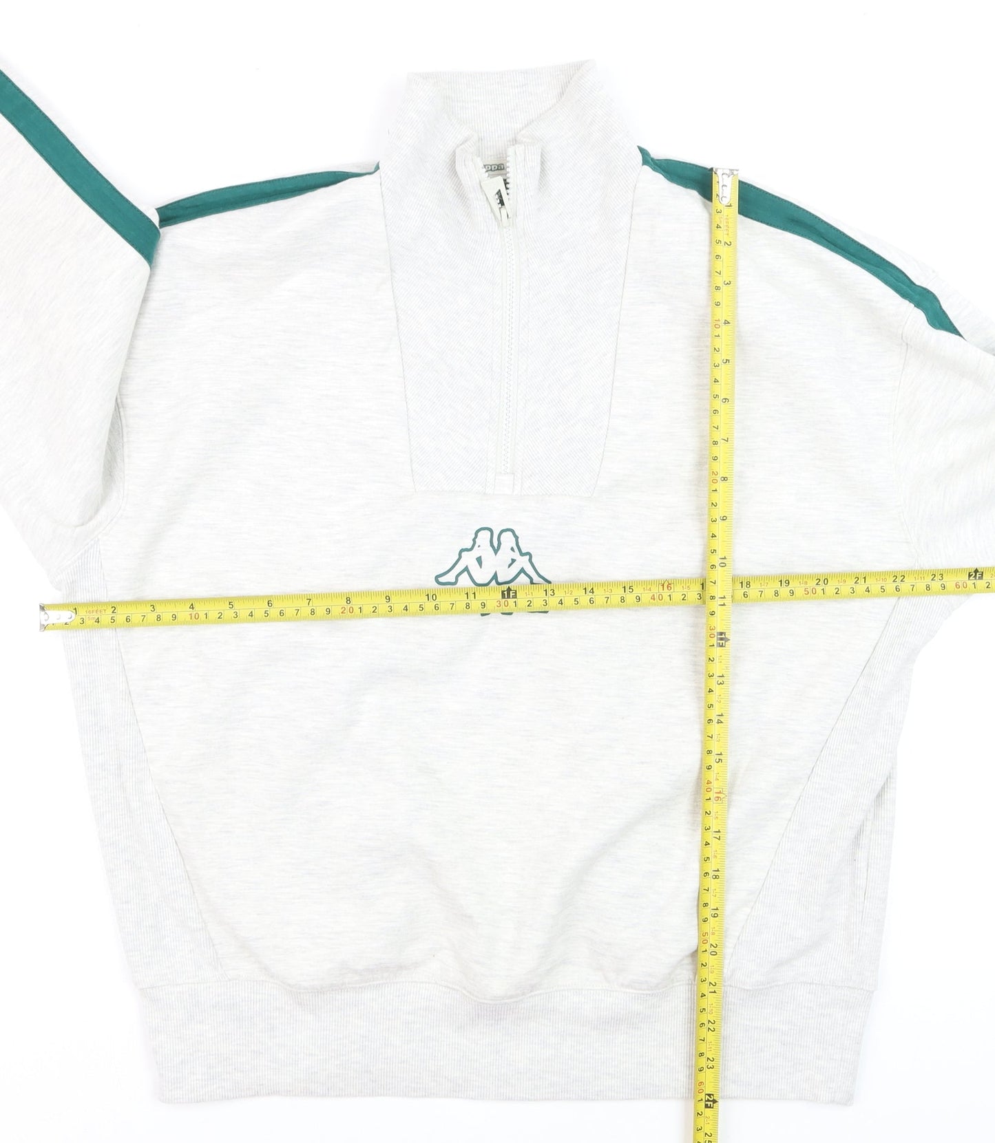 Kappa Men's Grey 1/4 Zip Sweatshirt XS Sports Logo Training Top