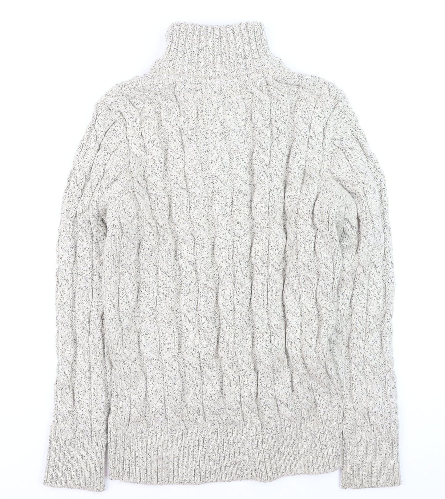 Superdry Men’s Beige Cable Knit 1/4 Zip Jumper L High Neck