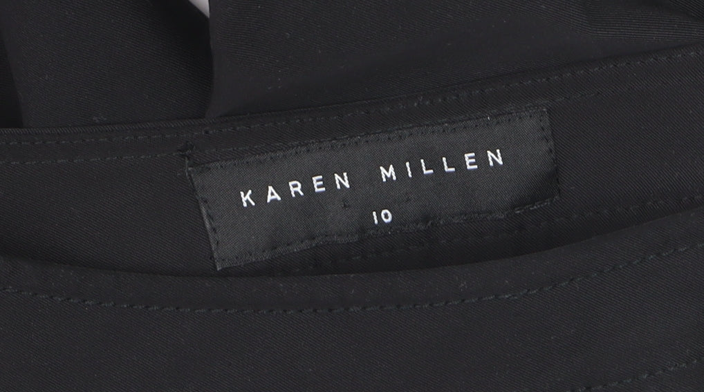 Karen Millen Women's Black Cropped Straight Leg Slim Fit Trousers Size 10