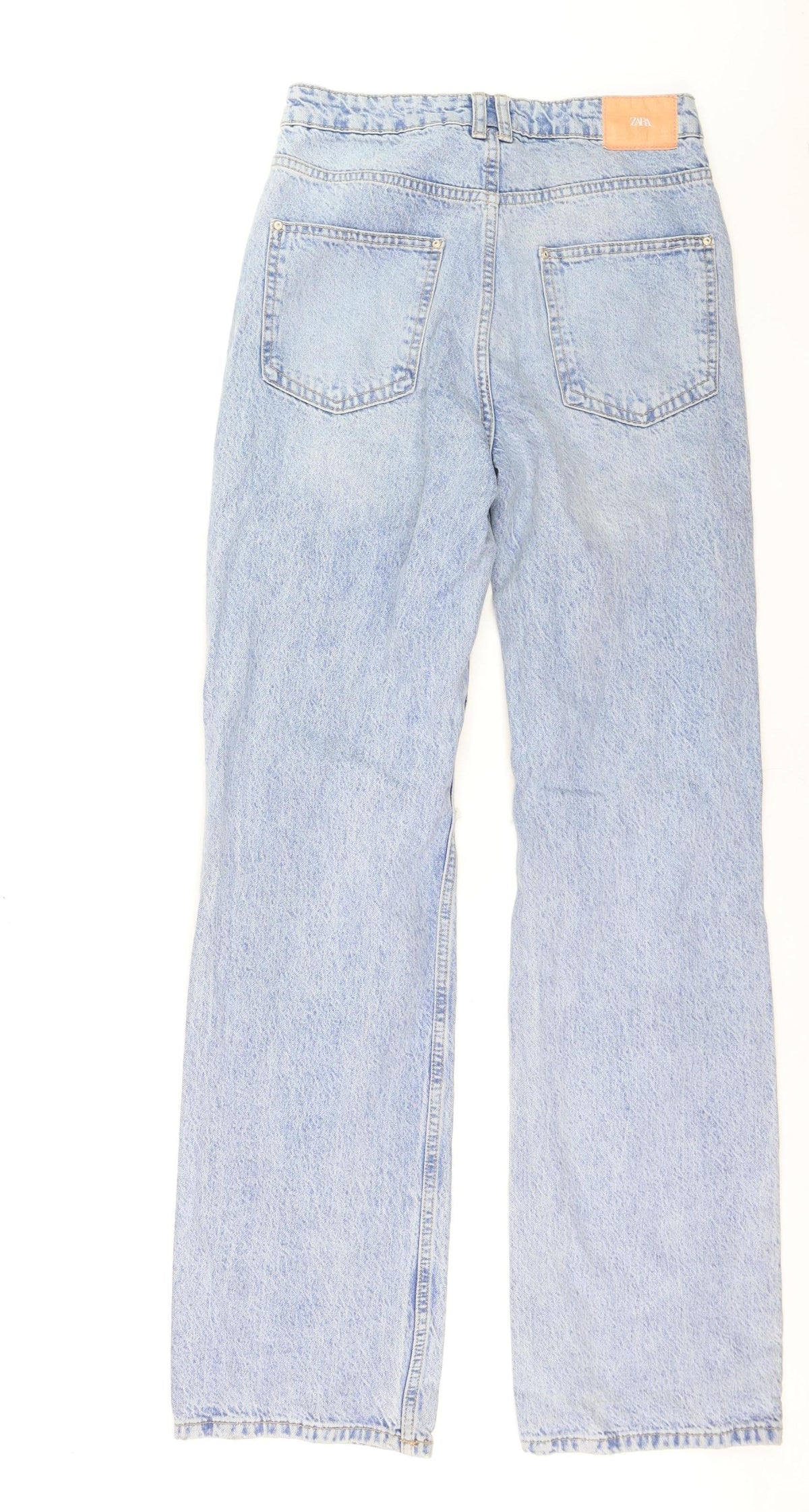 Zara Women Blue Distressed Straight Jeans Size 10