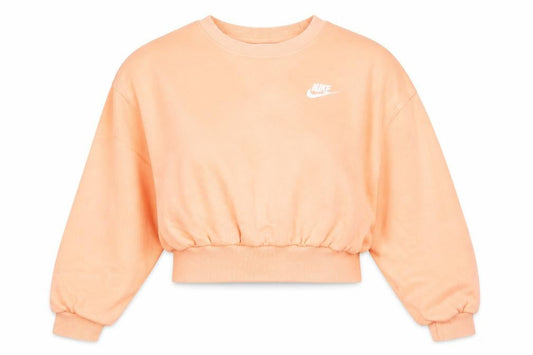 Nike Girls Orange Fleece Pullover Sweatshirt M Logo Crew Neck