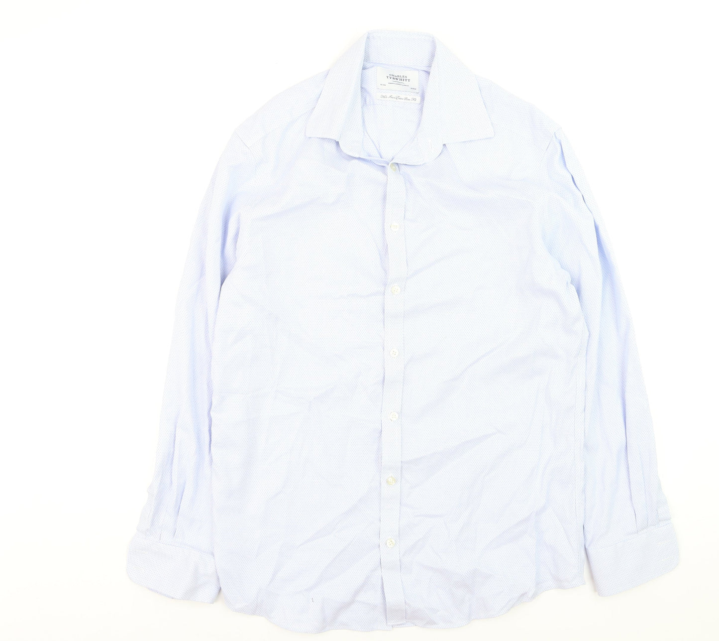 Charles Tyrwhitt Men's Blue 16in Extra Slim Fit Non-Iron Cotton Shirt