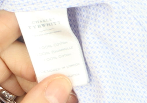 Charles Tyrwhitt Men's Blue 16in Extra Slim Fit Non-Iron Cotton Shirt