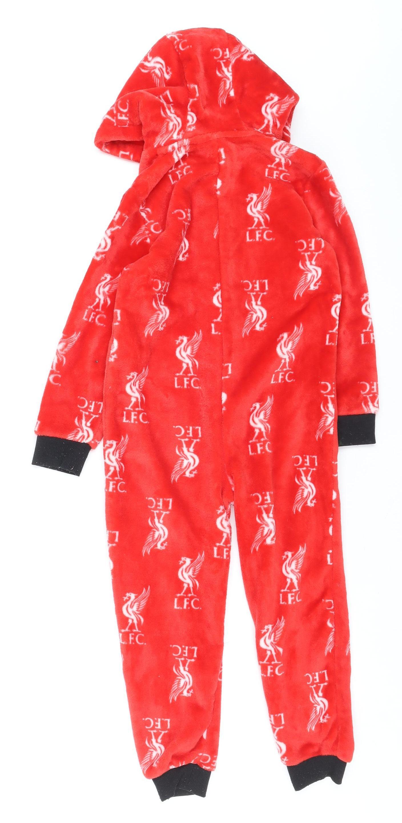 Liverpool FC Boys Red Fleece One Piece Hooded Pyjamas 5-6 Years