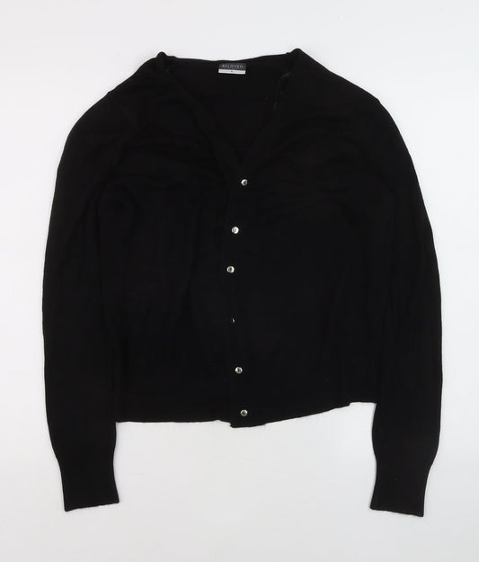 Beloved Women Black V-Neck Long Sleeve Button Cardigan Size L