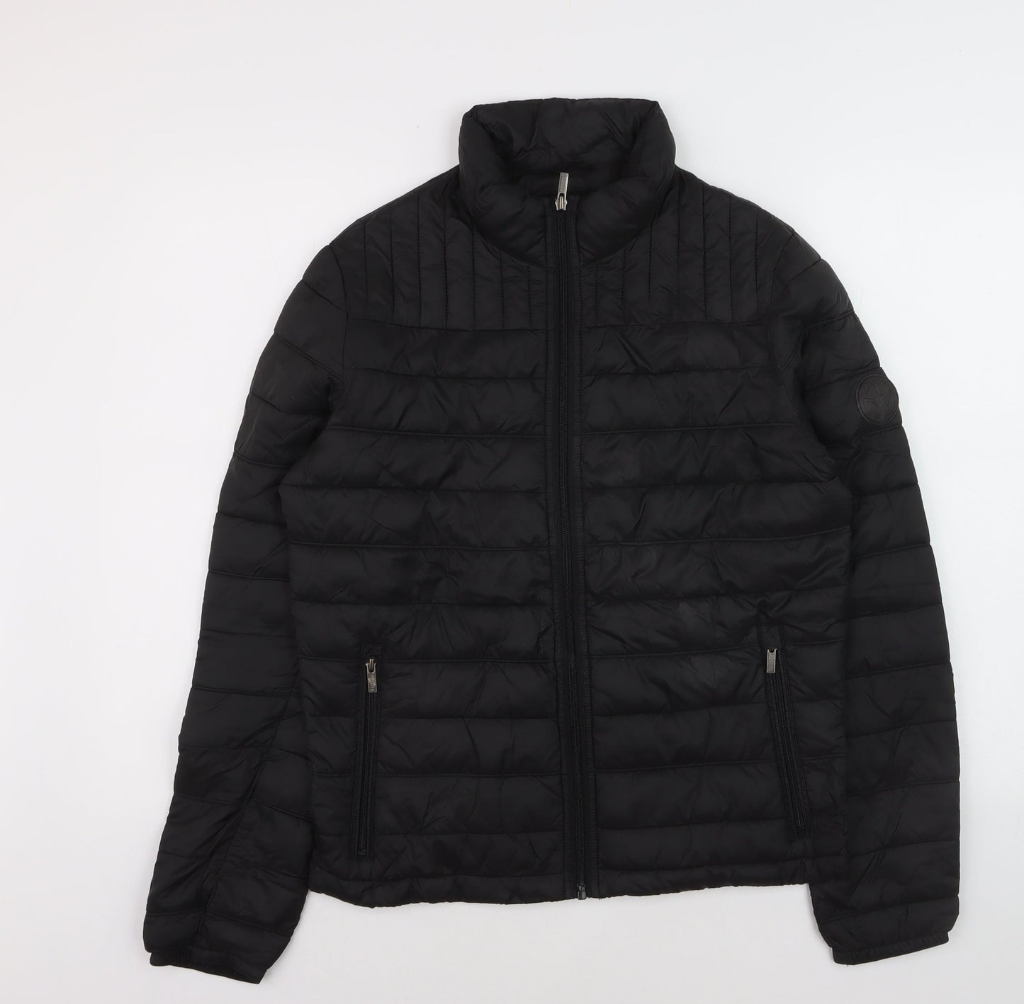 Firetrap Men's Black Puffer Jacket Size S Lightweight Full Zip