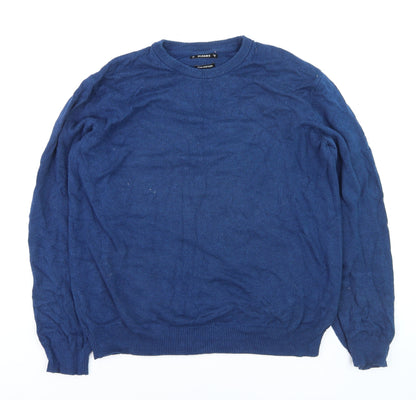 Additional front view of Dunnes Men Blue Cotton Crew Neck jumper, size M