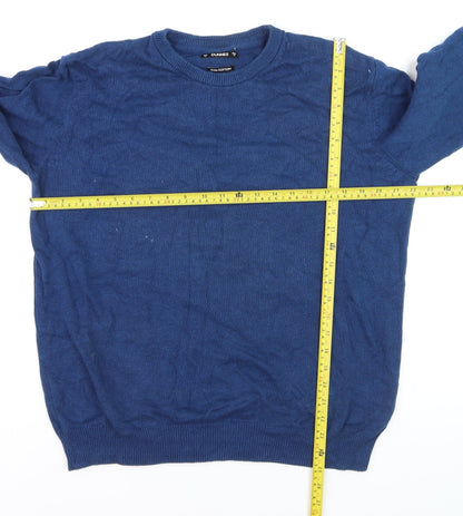 Back view of Dunnes Men Blue Cotton Crew Neck jumper, size M