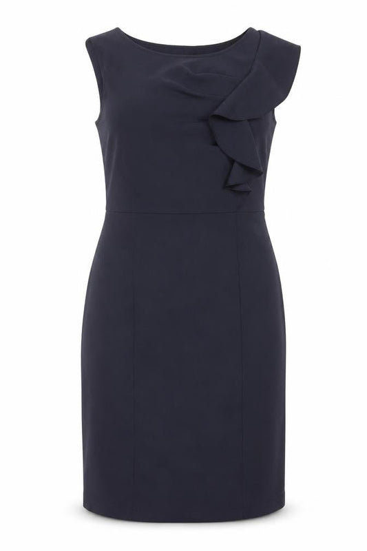 Street One Women's Blue Sleeveless Ruffle Sheath Dress Size 12