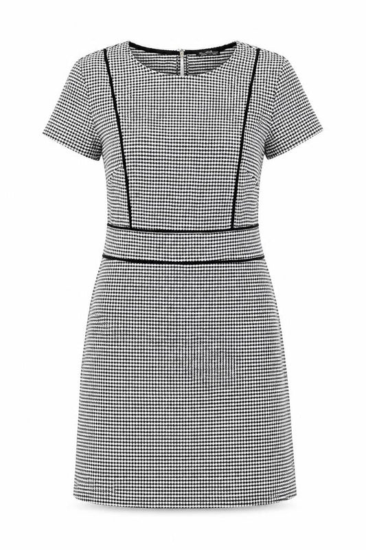 Miss Selfridge Women Black Houndstooth Shift Work Dress Size 12