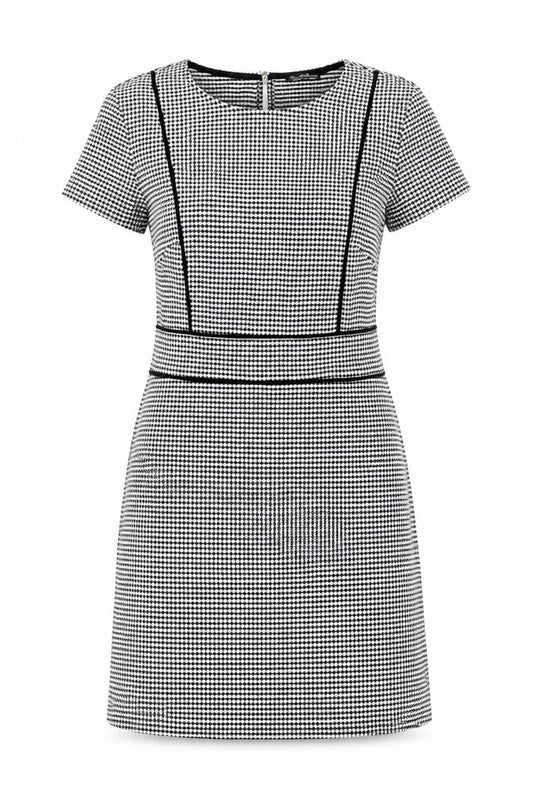 Miss Selfridge Women Black Houndstooth Shift Work Dress Size 12