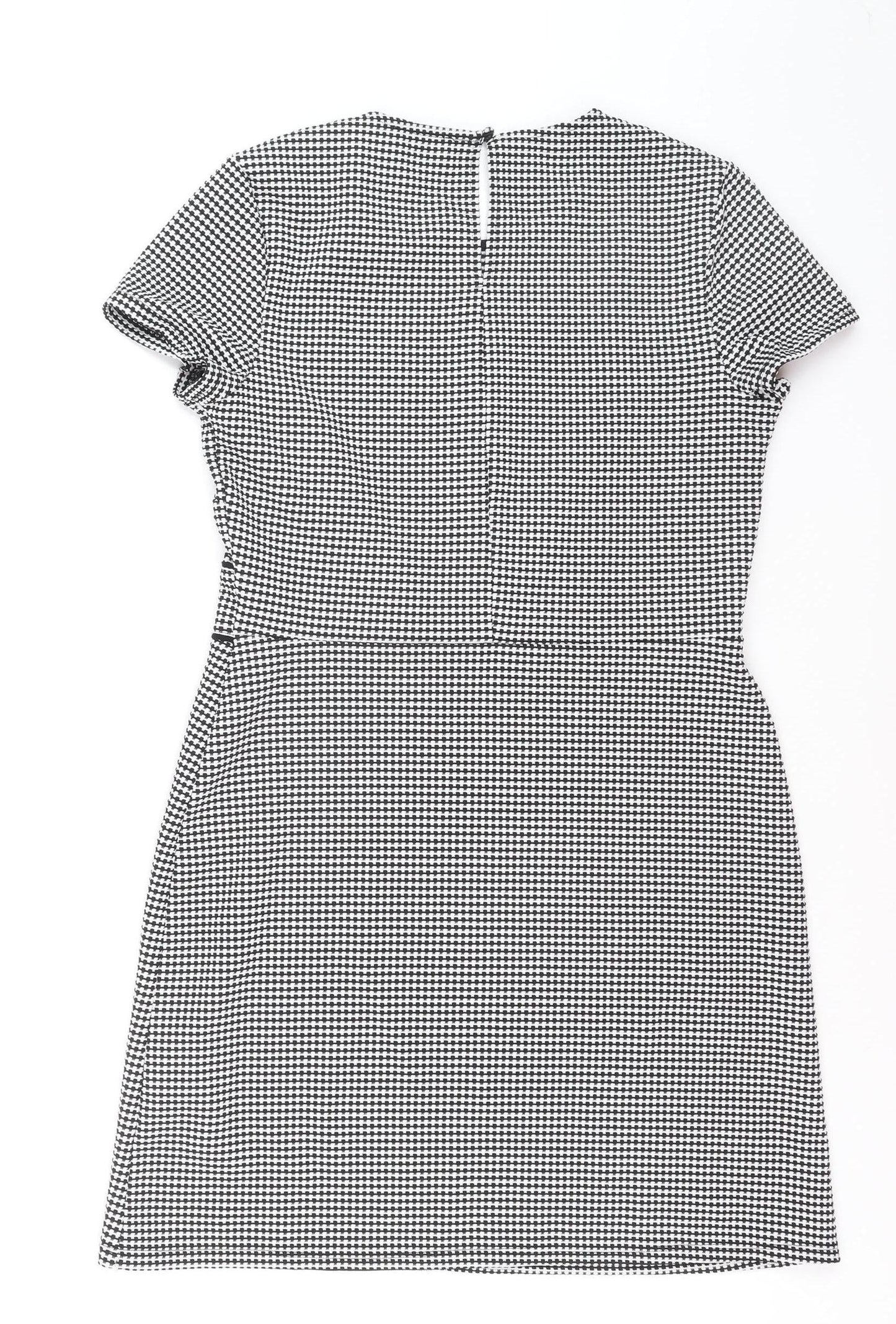Miss Selfridge Women Black Houndstooth Shift Work Dress Size 12