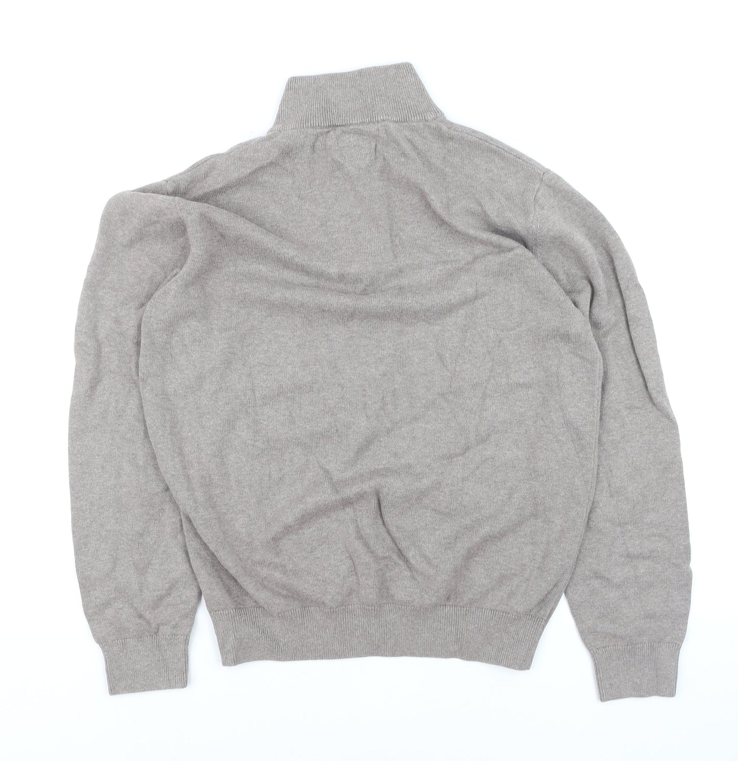 Dunnes Men’s Beige Cotton Half Zip Jumper Size M High Neck