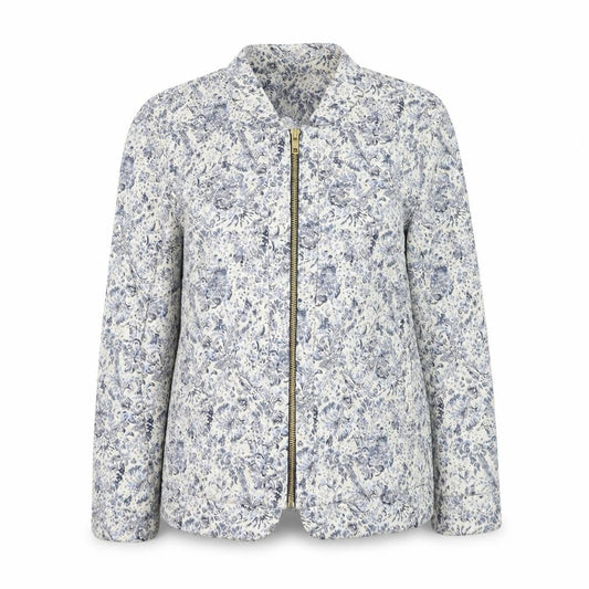 Warehouse Women’s Blue Floral Zip Bomber Jacket Size 10