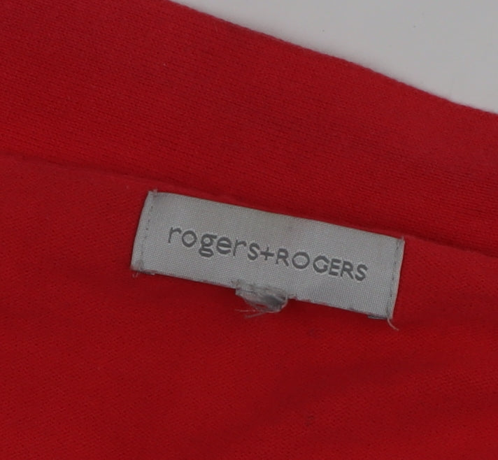rogers+ROGERS Women’s Red Knit Short Sleeve Open Cardigan Size 28