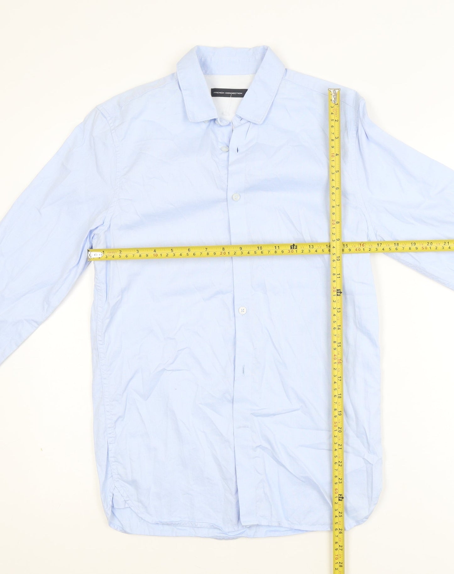 French Connection Men's Blue XS Slim Fit Long Sleeve Dress Shirt