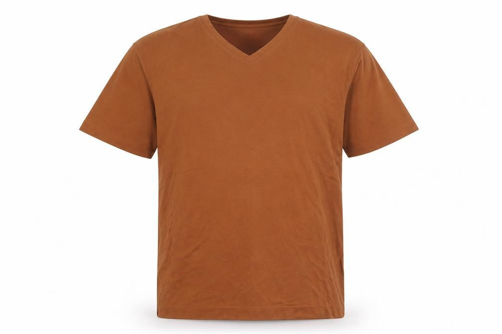Joseph Abboud Men's Brown V-Neck Short Sleeve Polo Shirt L