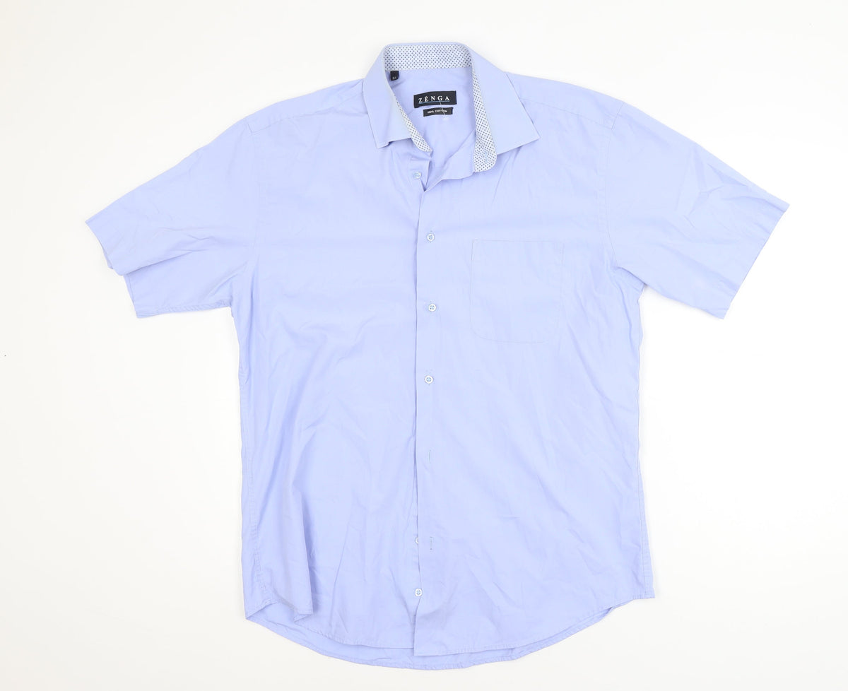 Zenga Boys Blue Short Sleeve Cotton School Uniform Shirt Size L
