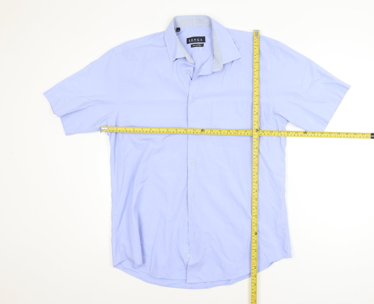 Zenga Boys Blue Short Sleeve Cotton School Uniform Shirt Size L