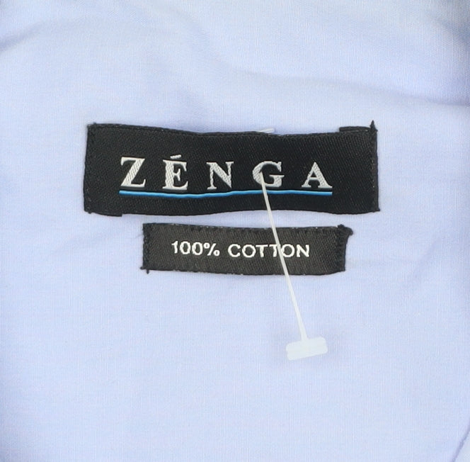 Zenga Boys Blue Short Sleeve Cotton School Uniform Shirt Size L