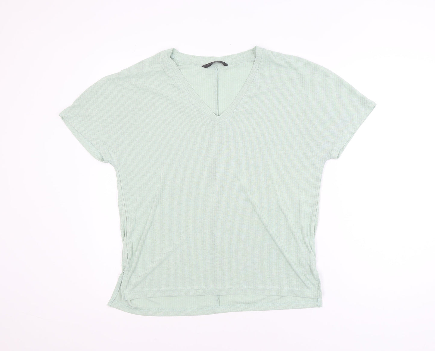 Dunnes Women's Light Green V-Neck Short Sleeve T-Shirt Size S