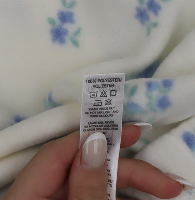 Dunnes Stores Womens White Floral Fleece Pyjama Pants Size 8