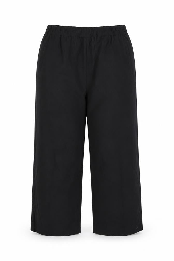 ROSSO 35 Women's Black Wool Cropped Trousers Size 18