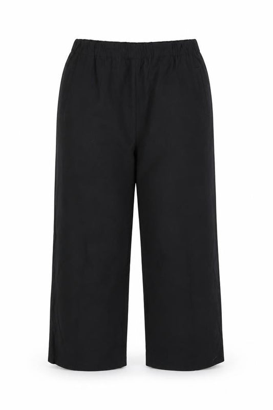 ROSSO 35 Women's Black Wool Cropped Trousers Size 18
