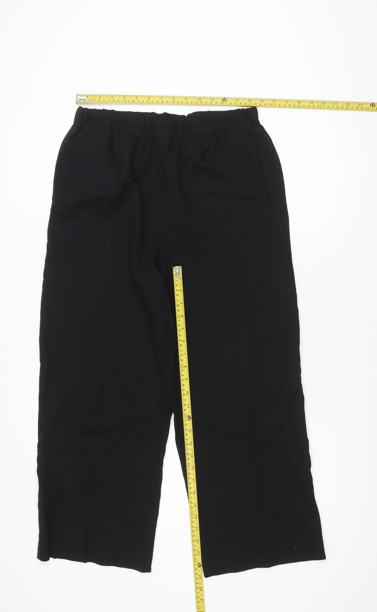 ROSSO 35 Women's Black Wool Cropped Trousers Size 18