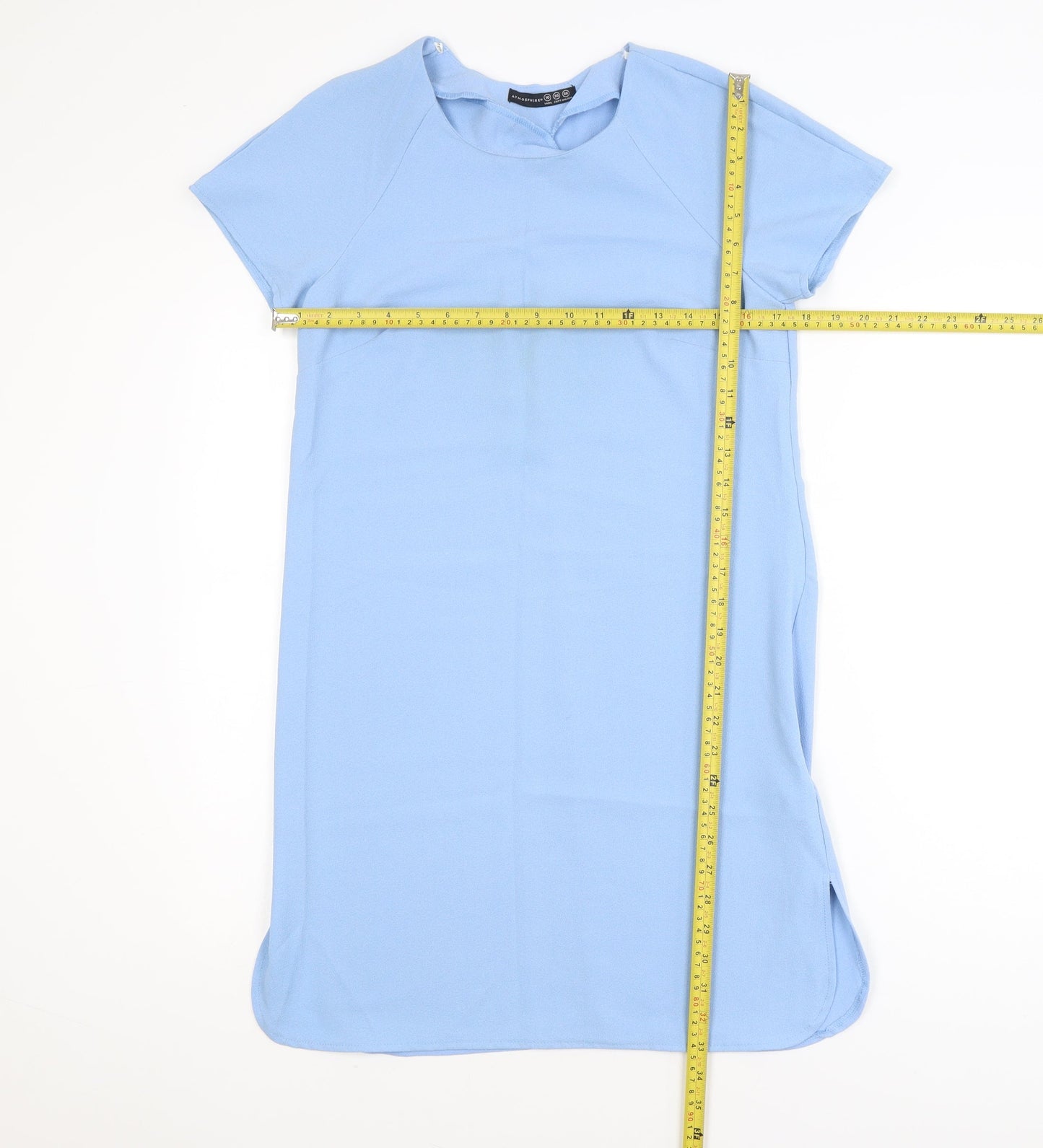 Atmosphere Women Blue Shift Dress Size 10 Short Sleeve Casual