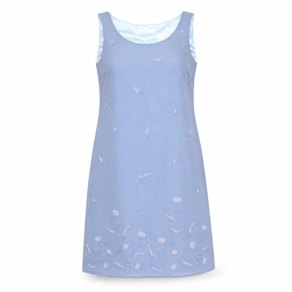 Next Women Blue Floral Embroidered Sleeveless Sheath Dress Size 14