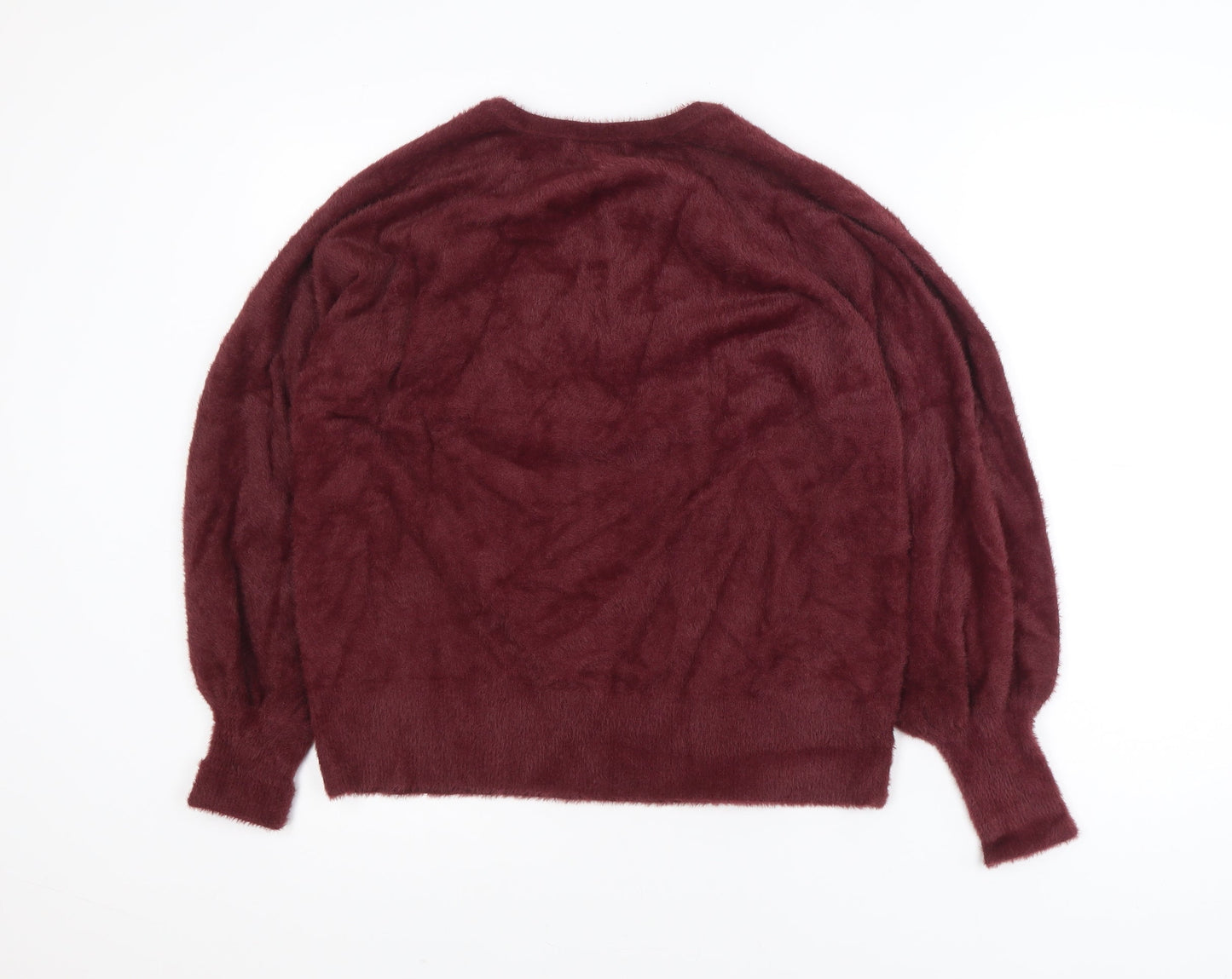 Gallery Women's Red Henley Knit Jumper Size M