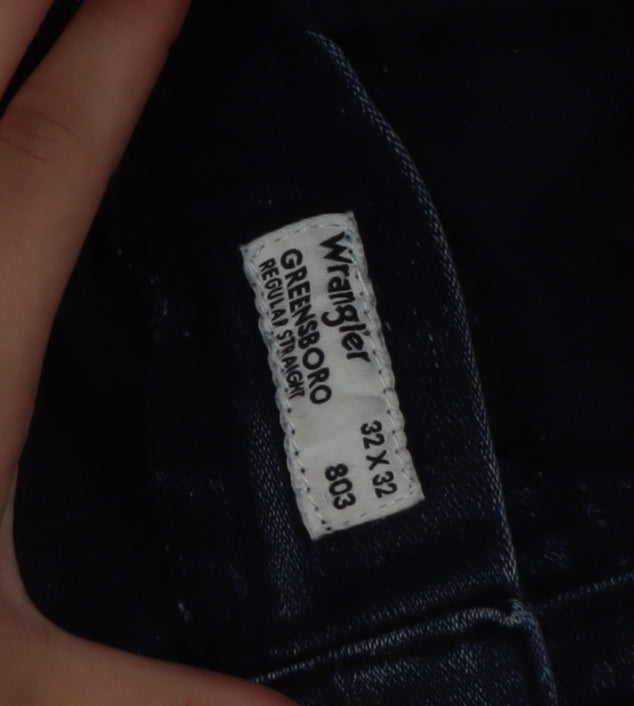 Wrangler Men Blue 32x32 Straight Regular Fit Greensboro Jeans