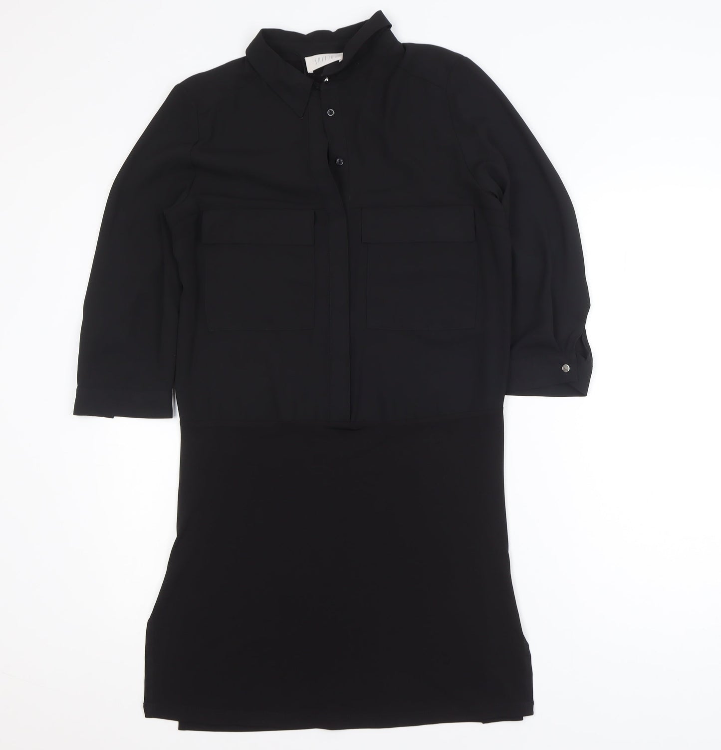 Savida Women's Black Size 8 Collared Shirt Dress
