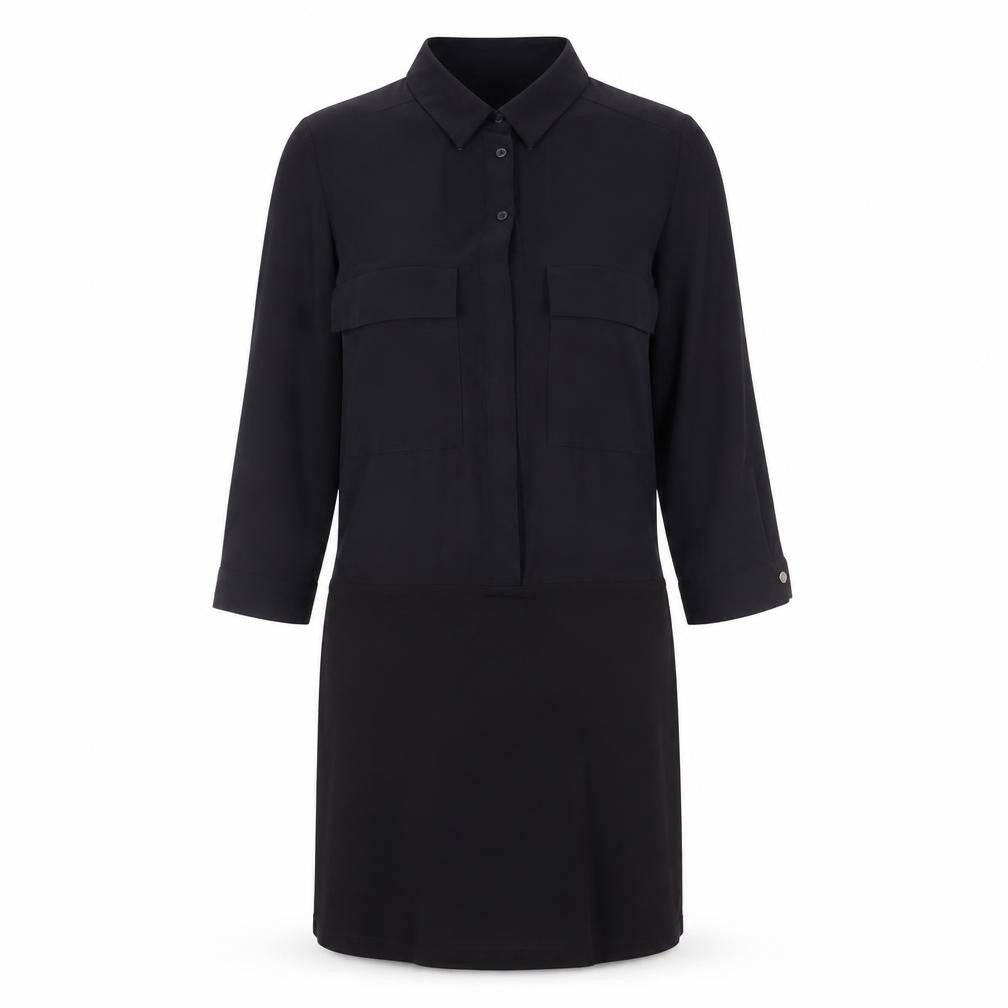 Savida Women's Black Size 8 Collared Shirt Dress