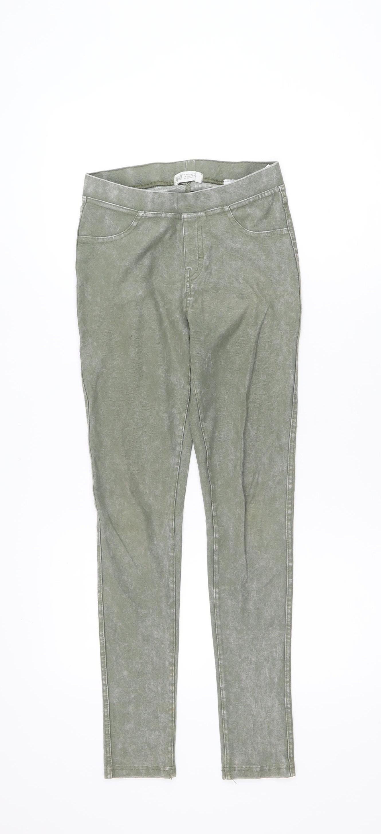 H&M Girls Green Skinny Jeans Size 11-12 Years Stretch Denim Casual