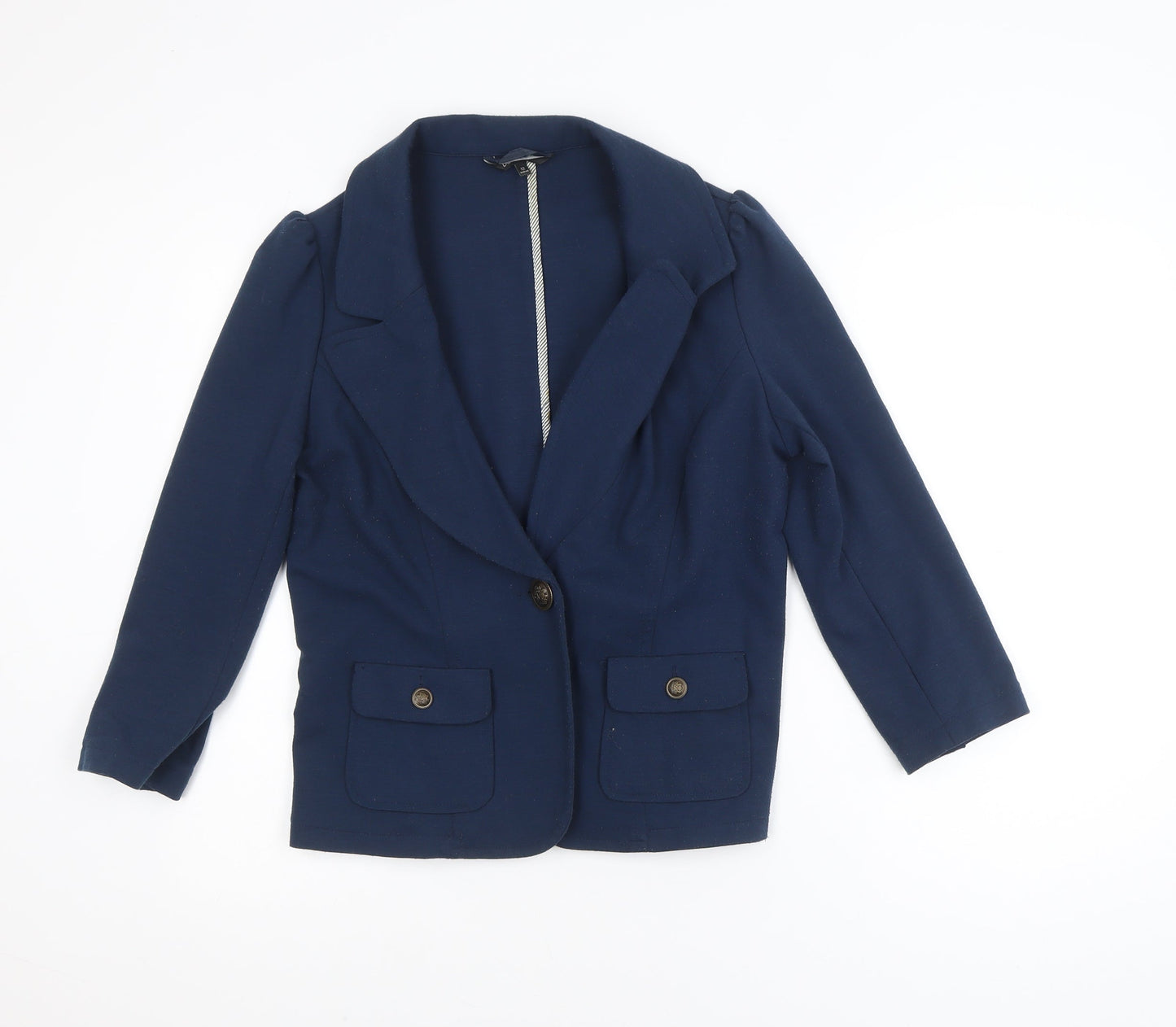 Dunnes Women Blue Size 12 Classic Lined Blazer Jacket