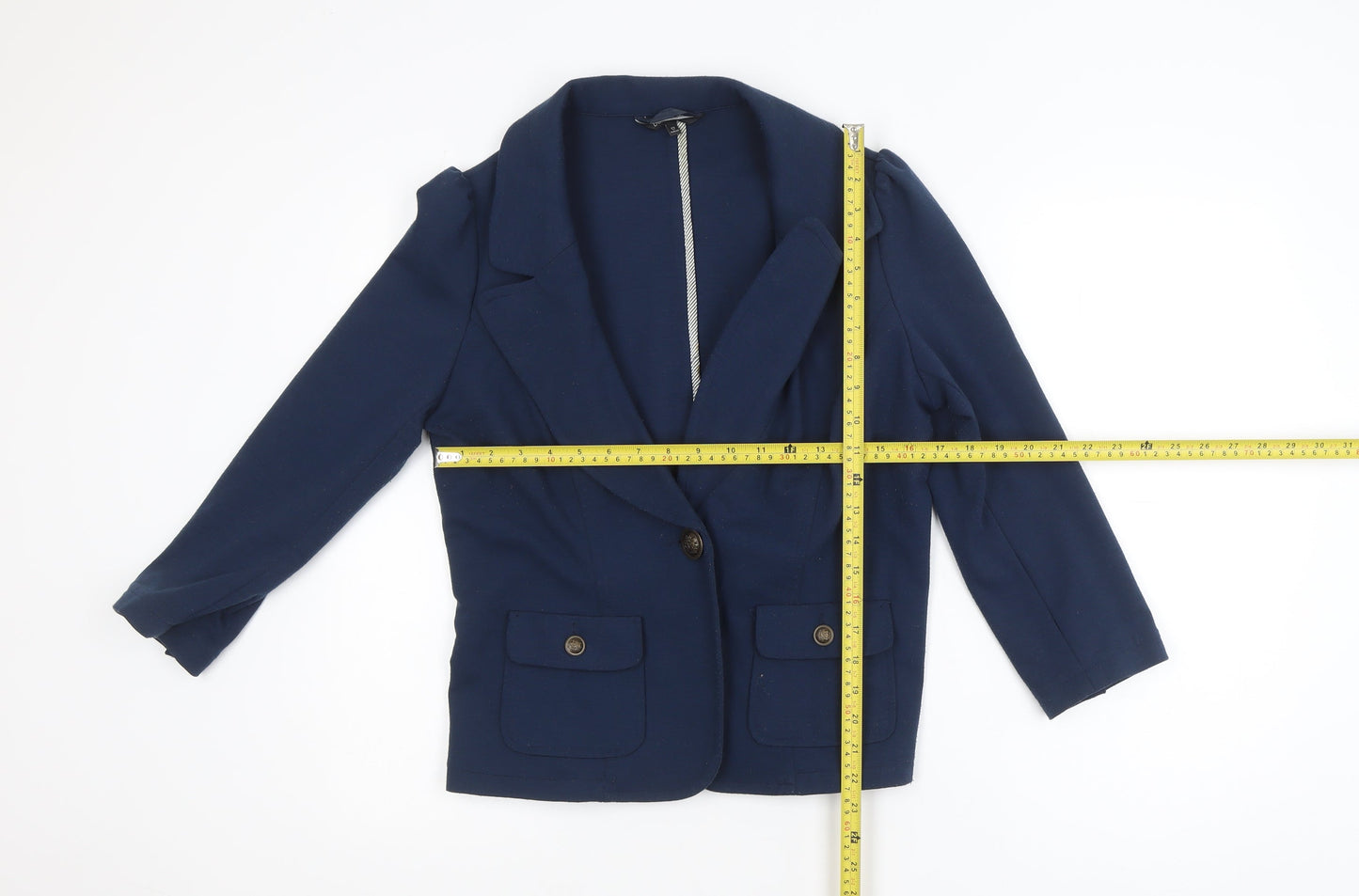Dunnes Women Blue Size 12 Classic Lined Blazer Jacket